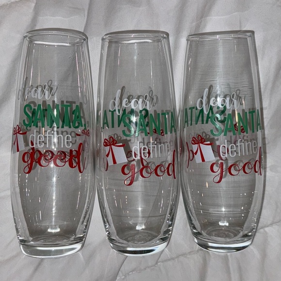 Macy's Other - 🎅🏼 Dear Santa Define Good stemless champagne Christmas glasses 6oz flutes